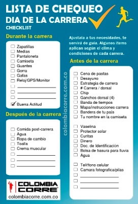 lista de chequeo checklist colombia corre
