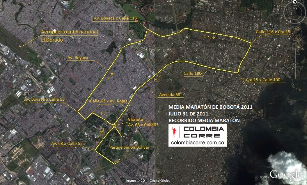 posible nueva ruta recorrido media maratón de bogotá 2011